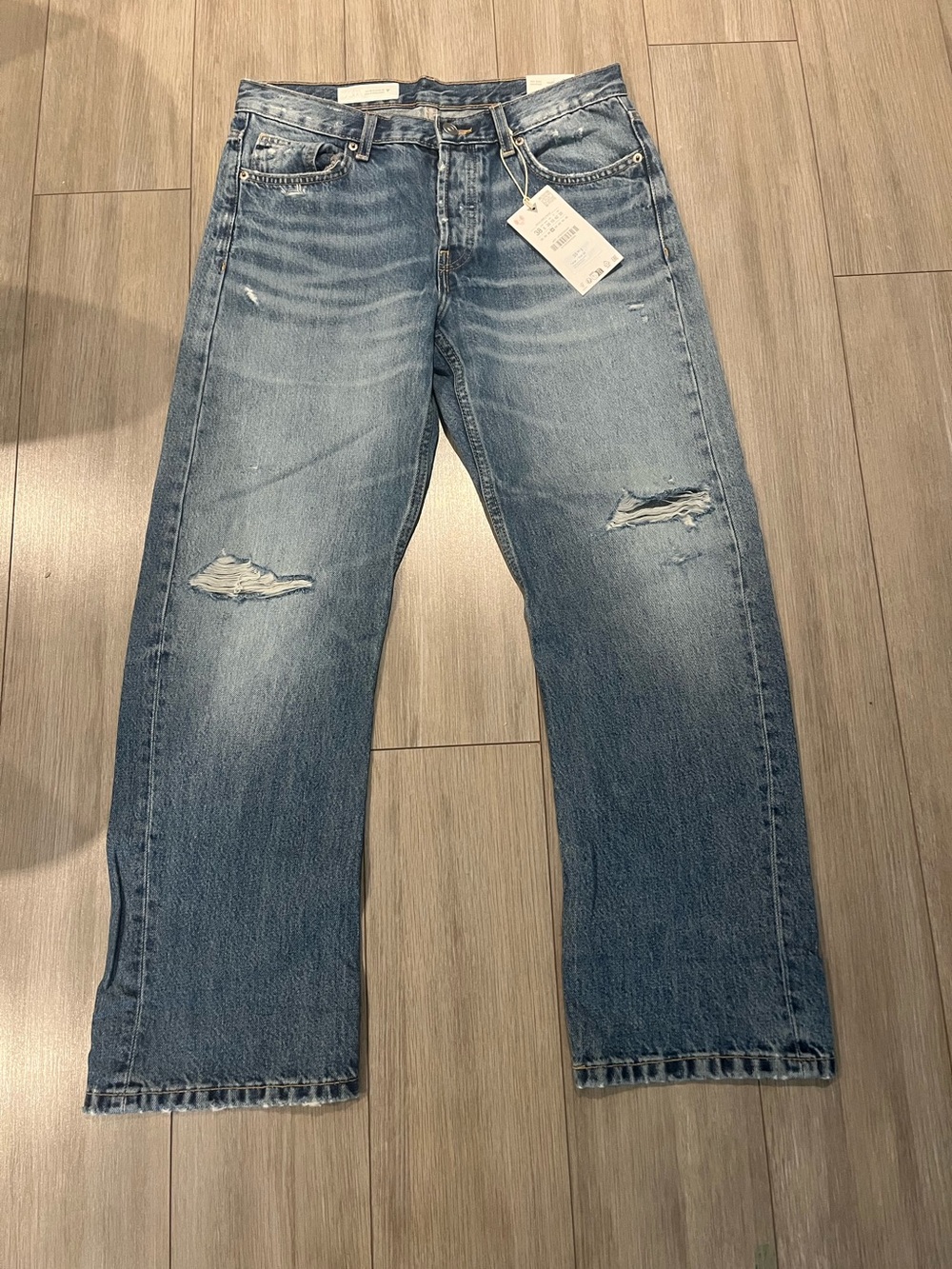 Zara straight leg fold up crop jeans